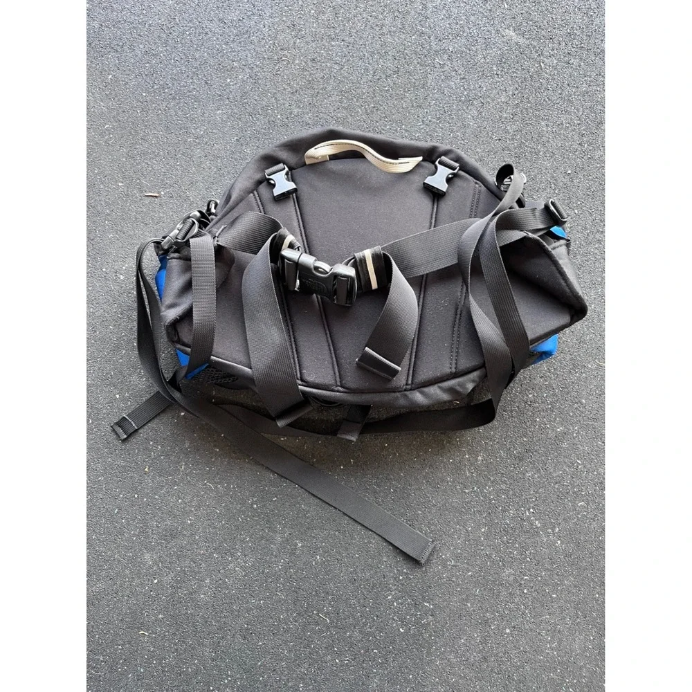 The North Face Lumbar Hiking Waist Pack Dual Water Bottle Holder Blue Black